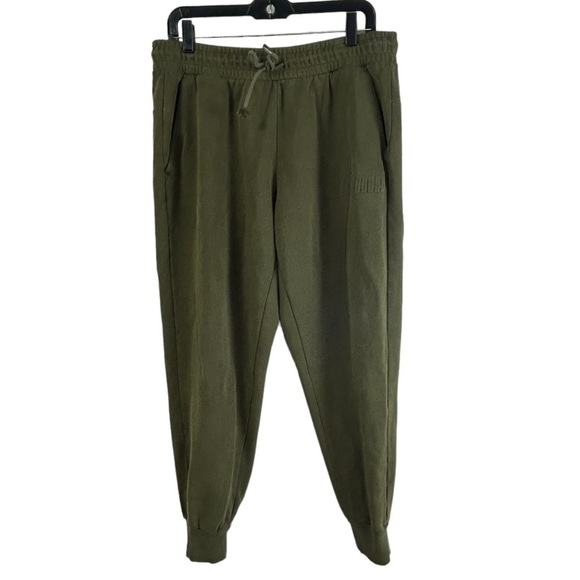 Puma Mens SZ L Fleece Jogger Pants Forest Night Green w/ Pockets Comfy Sweatpant - Picture 1 of 11